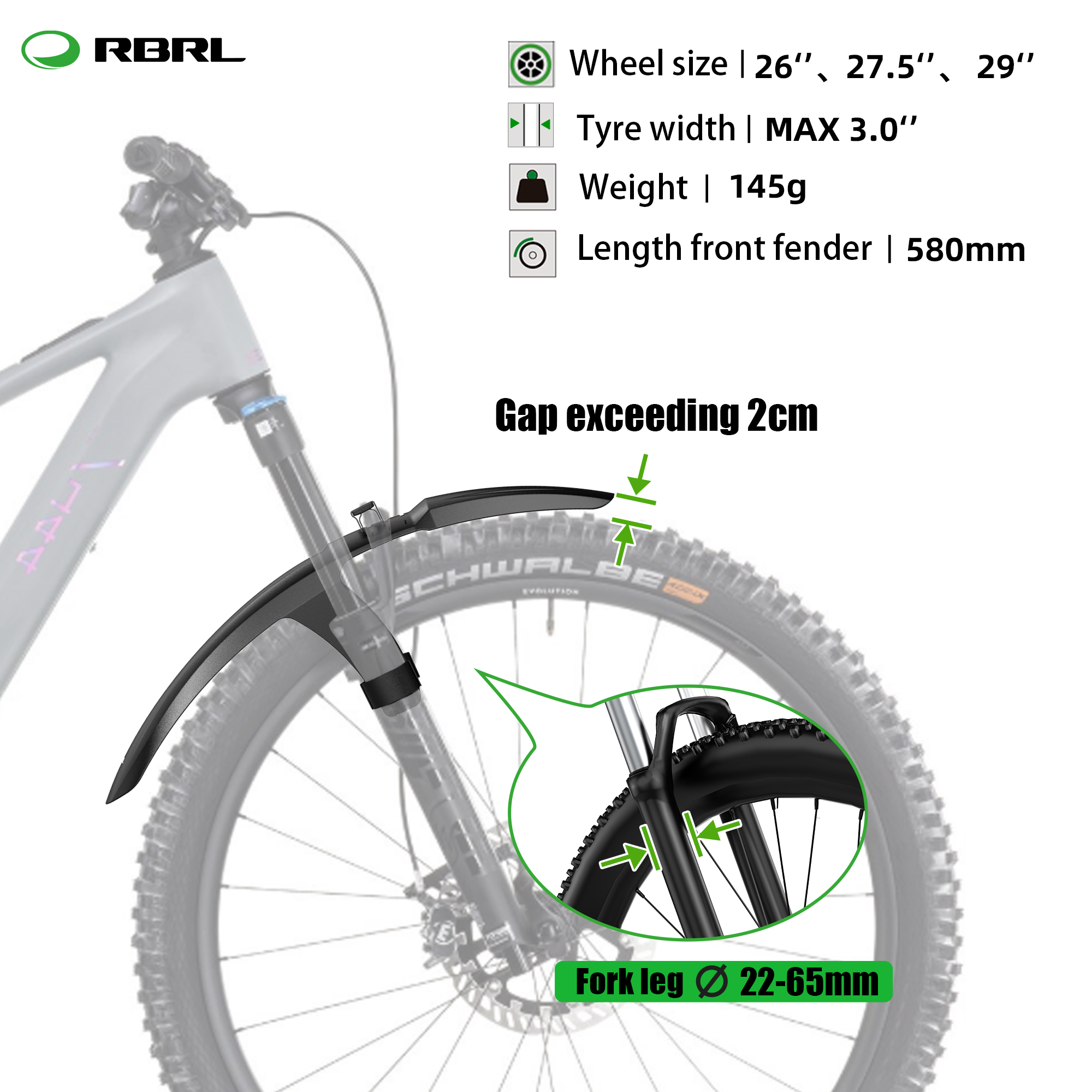 RBRL MTB Front Mudguard Velcro - огляд і ціна Bike Fender Set